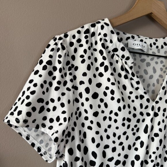 Women's L Gilli Short Sleeves Dalmatian Spotted Print Dress - Picture 4 of 7